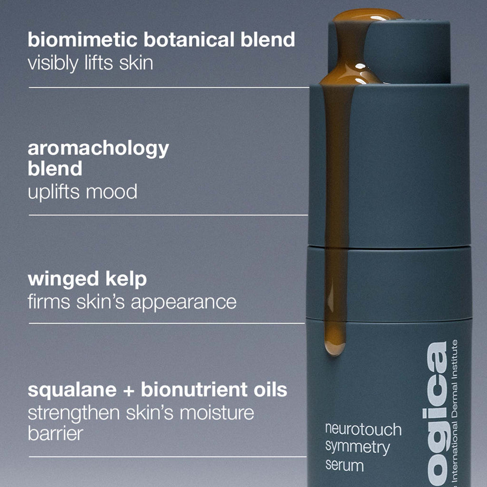Neutrogena neurotouch symmetry serum with product description on a gray background